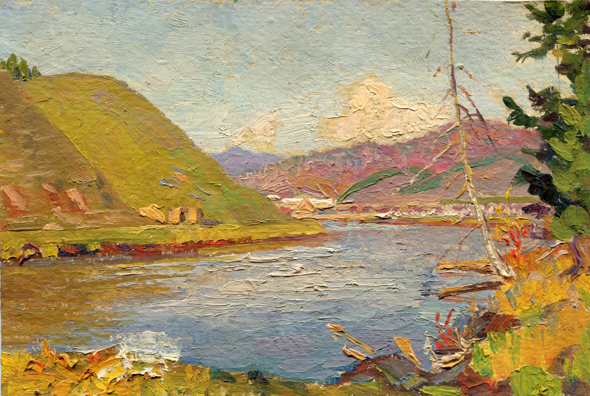 Vasily Fadeevich Demin. Etude "Lake in the mountains"