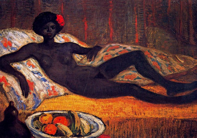 Theophile-Alexander Steinlen. Nude little black girl on the couch