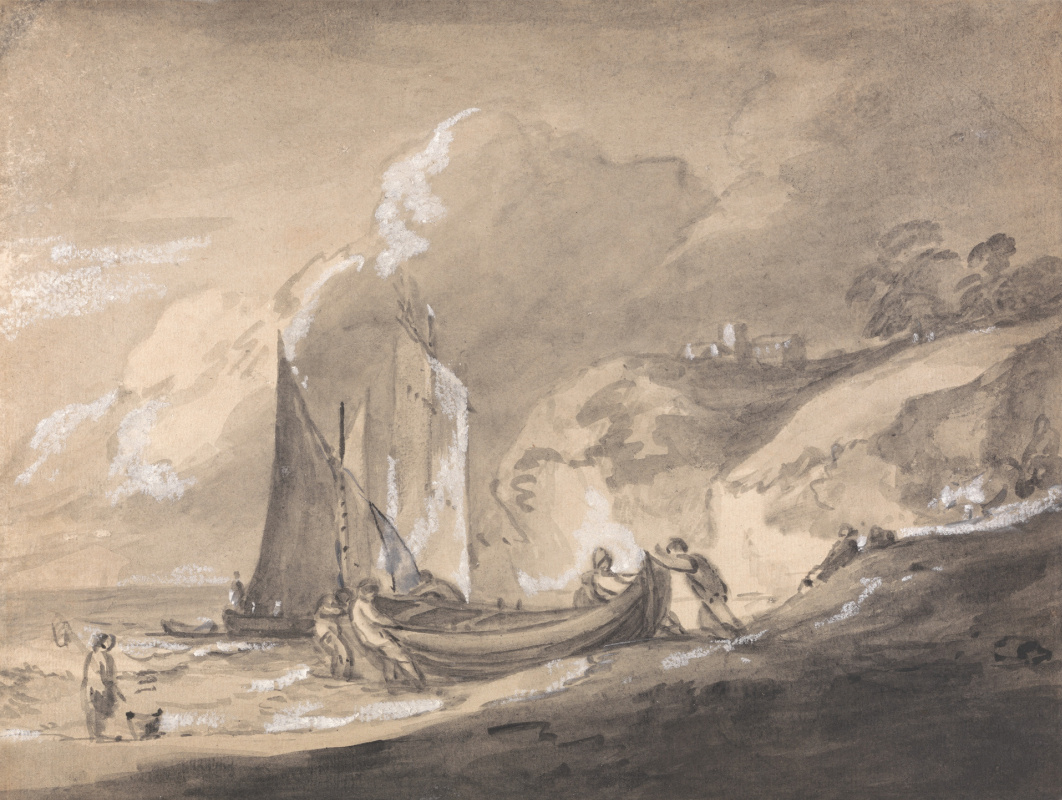 Thomas Gainsborough. Coastal landscape with boats