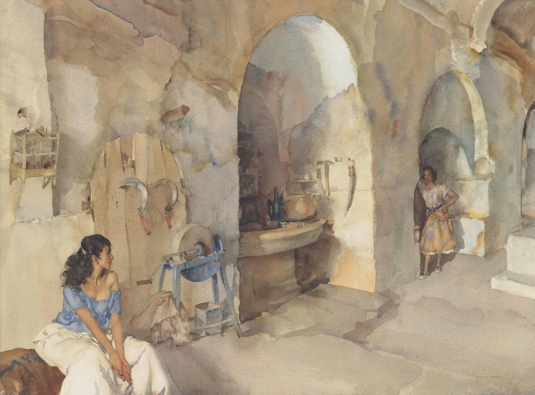 William Russell Flint 1880 - 1969 Scotland. New sickles in Languedoc in southern France.
