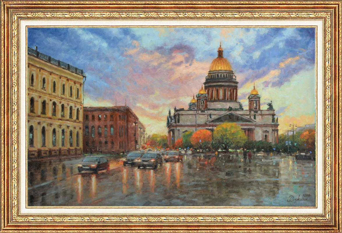 Igor Razzhivin. St. Isaac's square in sunset light