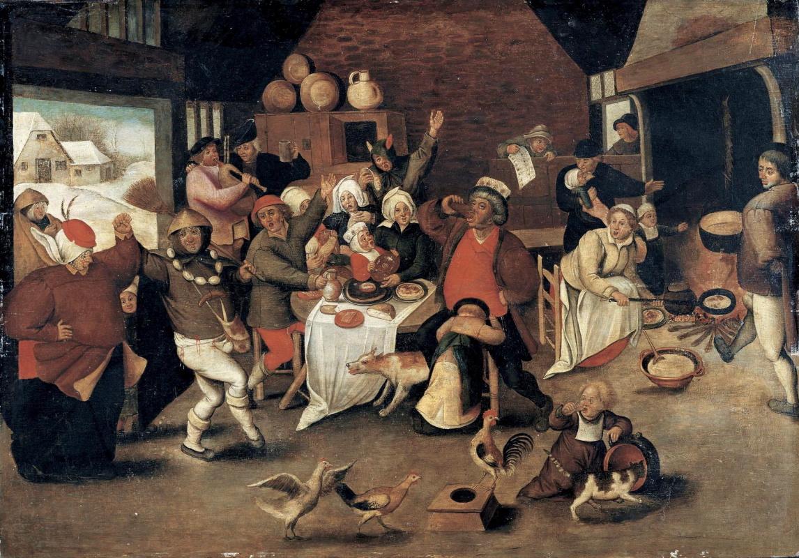 Peter Brueghel the Younger. The king of drunks (the Noisy celebration in the peasant house)