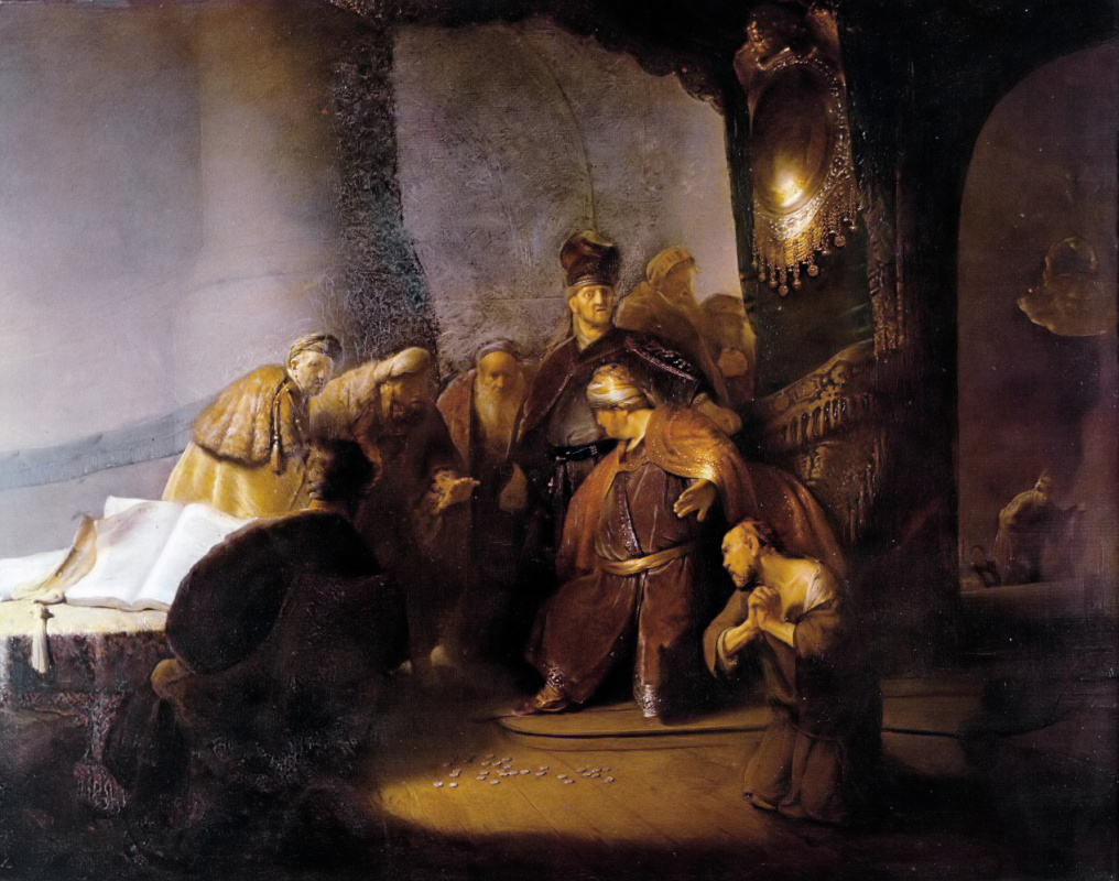 Rembrandt Harmenszoon van Rijn. Judas returns the thirty srebrenikov