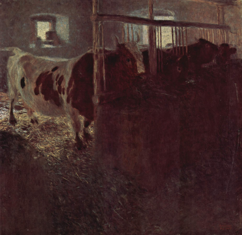 Gustav Klimt. Cows in the barn