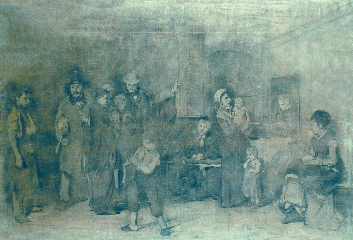 Mihály Munkácsy. At the pawn shop. A Sketch I