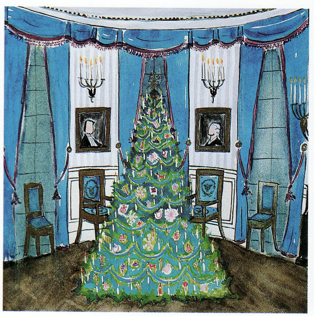Jacqueline Kennedy. Christmas tree in the blue room