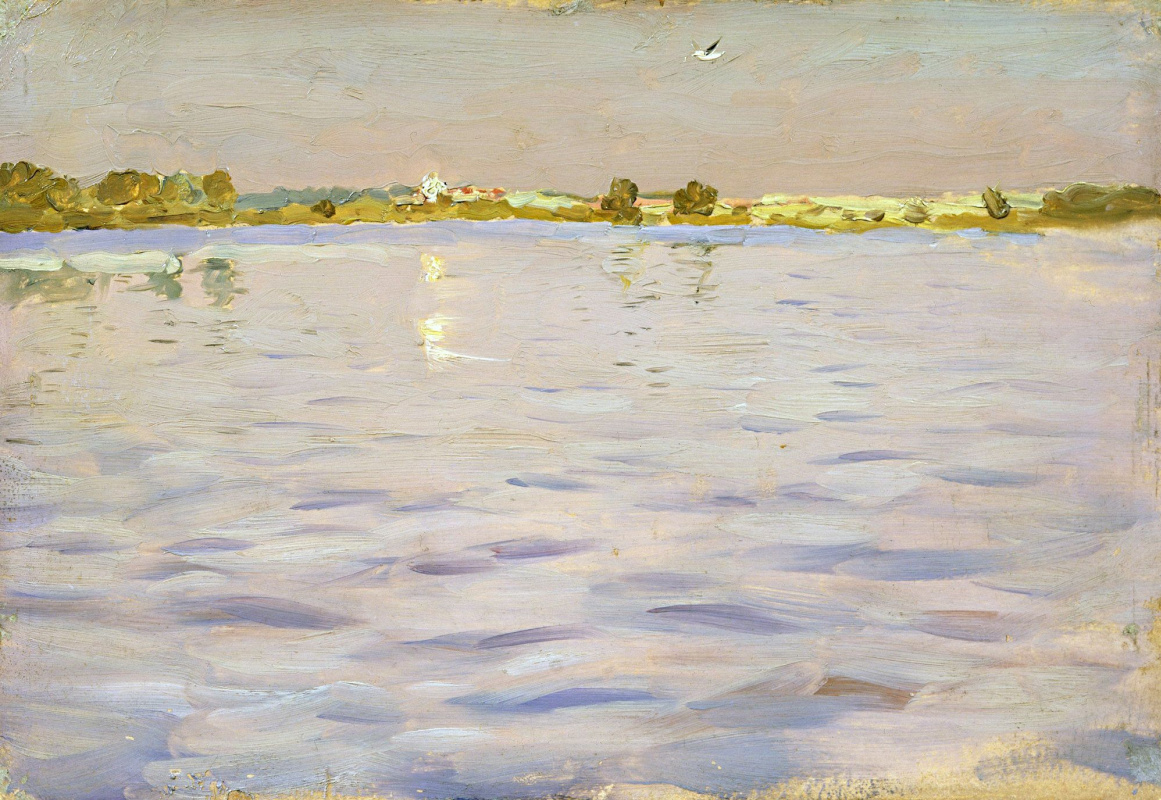 Isaac Levitan. The last rays. The lake. A sketch for the painting "Lake"