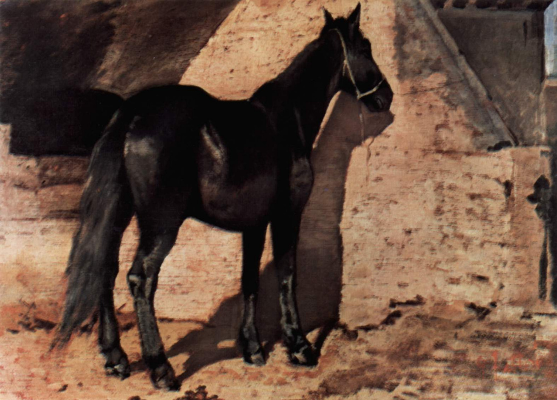 Giovanni Fattori. Black horse in the sun