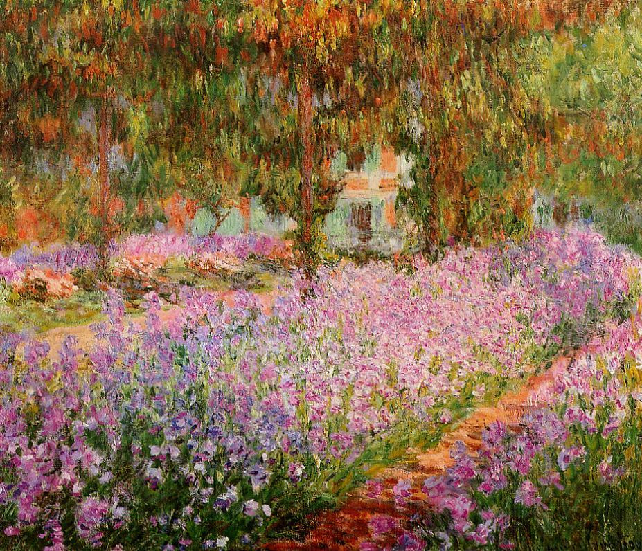 Claude Monet. 在莫奈的花园里鸢尾花