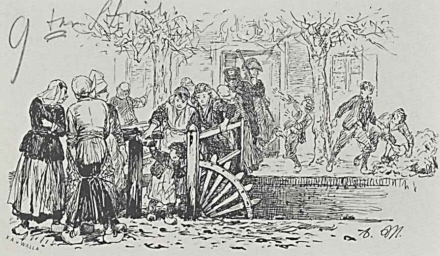 Адольф фон Менцель. Иллюстрация к "Разбитому кувшину" Генриха фон Кляйста