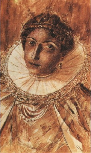 Kuzma Sergeevich Petrov-Vodkin. A sketch of the makeup of Marina Mnishek for the play "Boris Godunov"