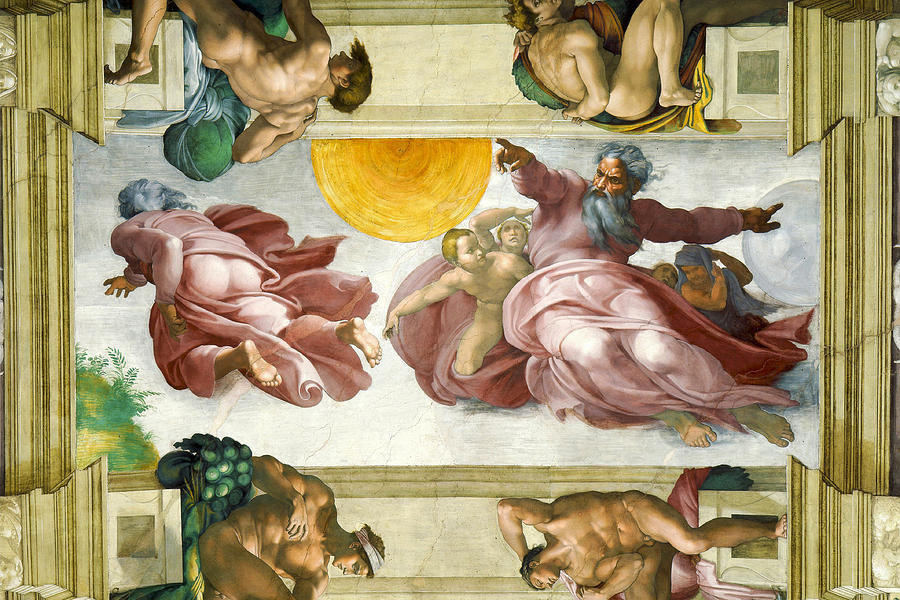 Michelangelo Buonarroti. Creación de las luminarias y planetas.