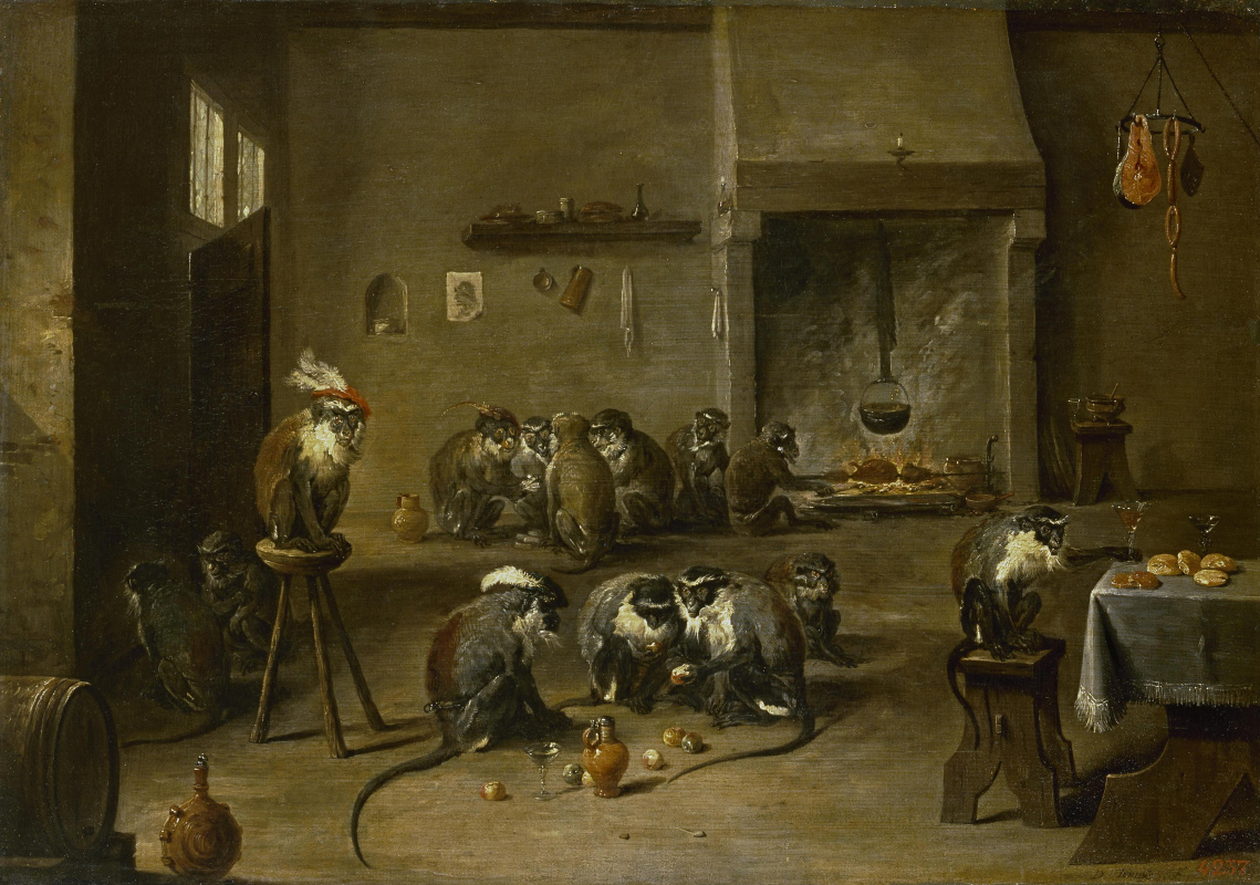 David Teniers the Younger. Monkeys in the kitchen