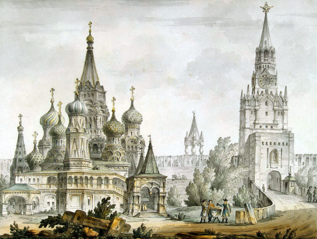 Джакомо Кваренги. Покровский собор и Спасская башня в Москве