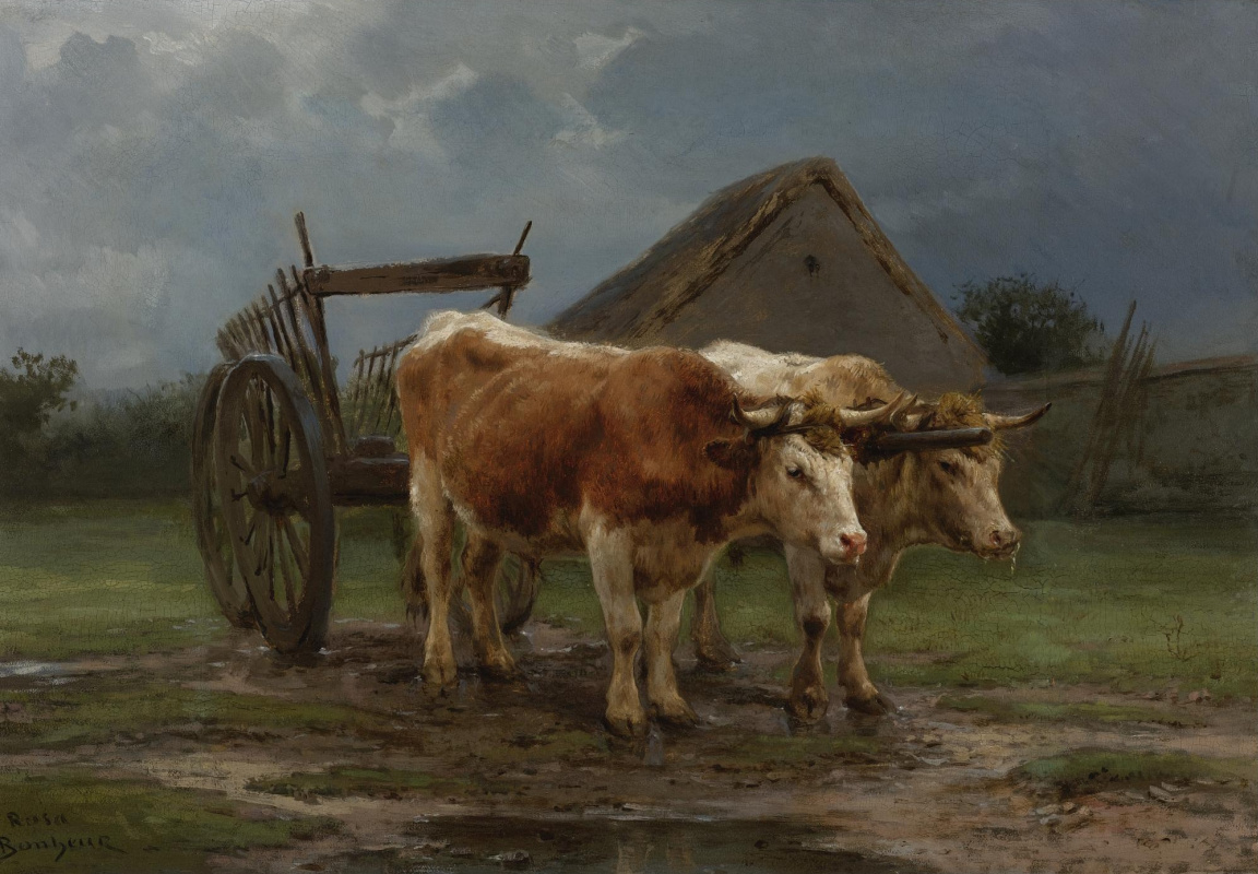 Rose Bonhur. A cart pulled by oxen