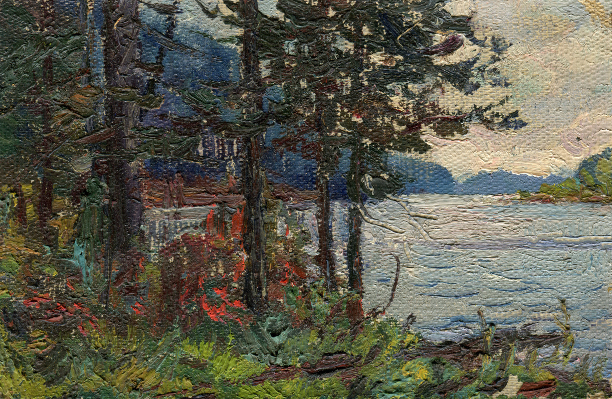 Vasily Fadeevich Demin. Etude "Cedar on the banks of the Yenisei in Tuva"