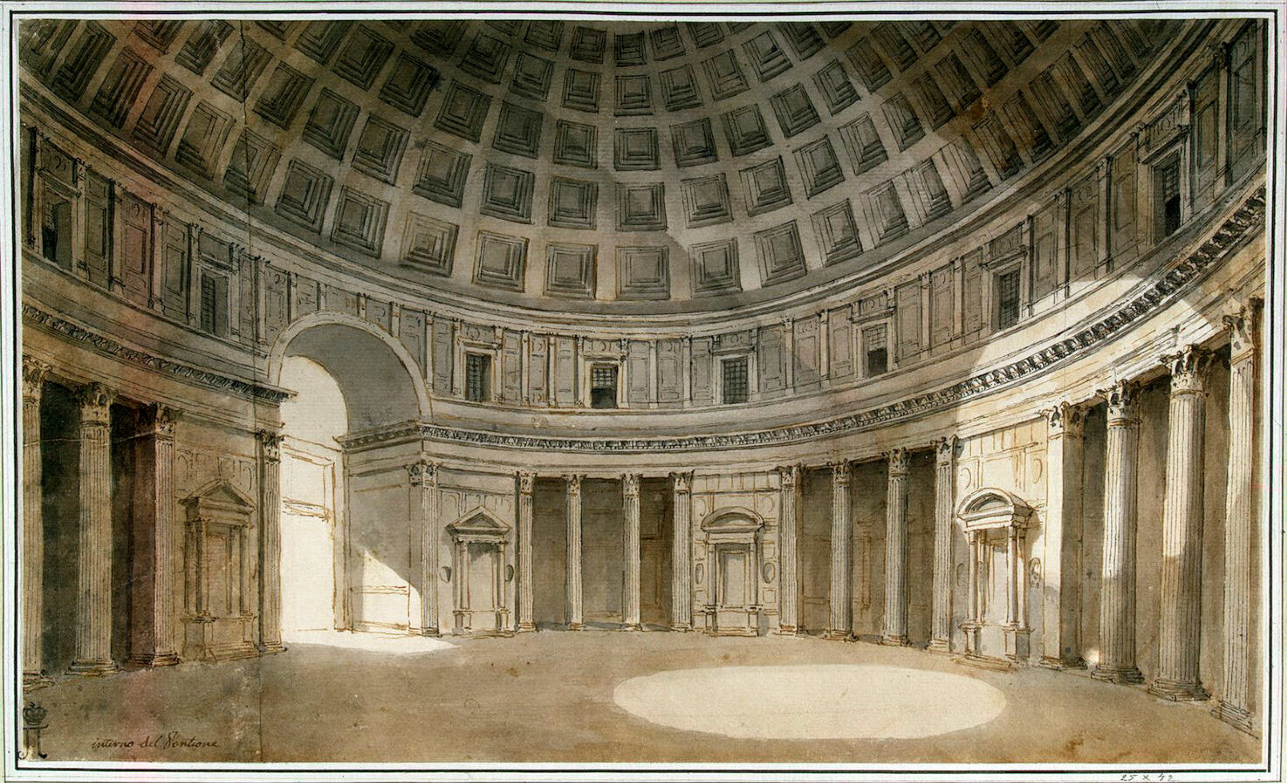 The Interior Of The Pantheon By Charles Louis Klerisso