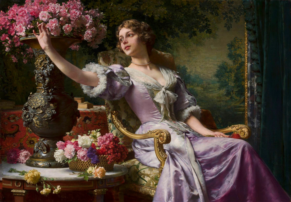 Władysław Czachorski. Pour lui La jeune fille à la robe lilas parmi les fleurs