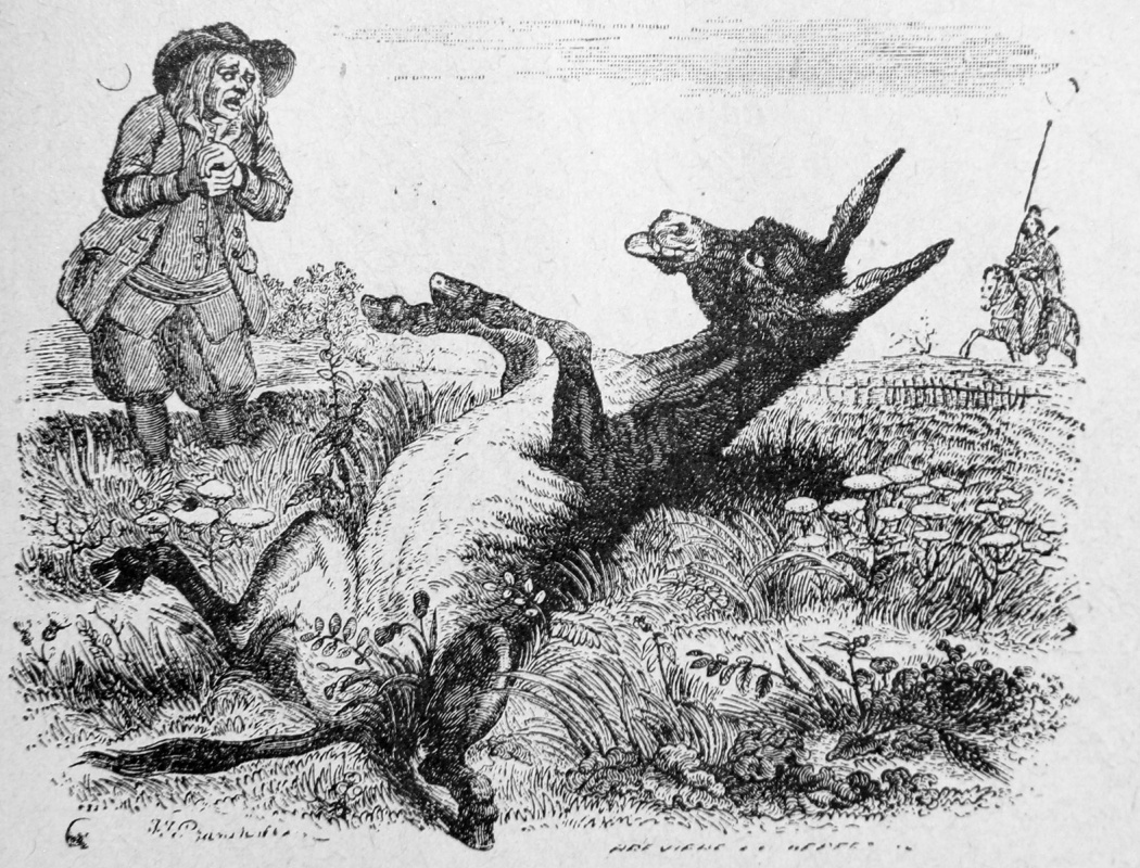 Jean Ignace Isidore Gérard Grandville. The Old Man and the Donkey. Illustrations to the fables of Jean de Lafontaine
