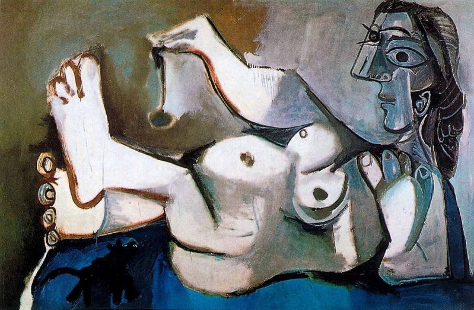 Reclining Nude playing with a cat, 1964, 195×130 cm by Pablo Picasso:  History, Analysis & Facts | Arthive