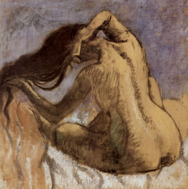 Edgar Degas. Nude Woman Combing her Hair