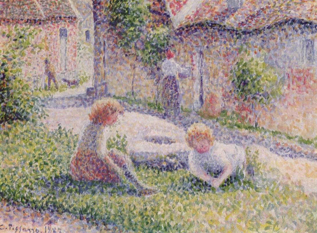 Camille Pissarro. The children in the courtyard of the estate