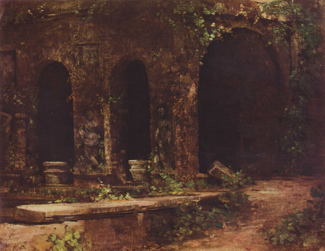Carl Eduard Ferdinand Blechen. Grotto in the Park of Villa d' este near Rome
