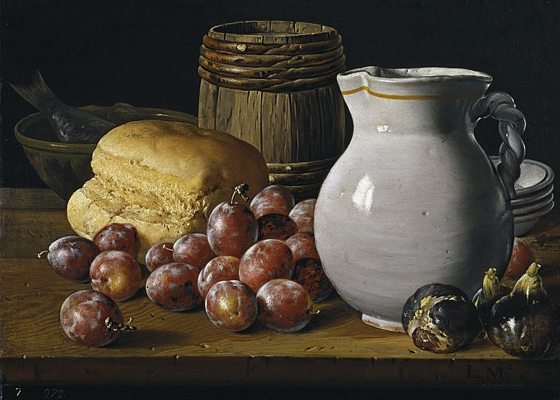 Luis Melendez. Still life with plums, figs and jug