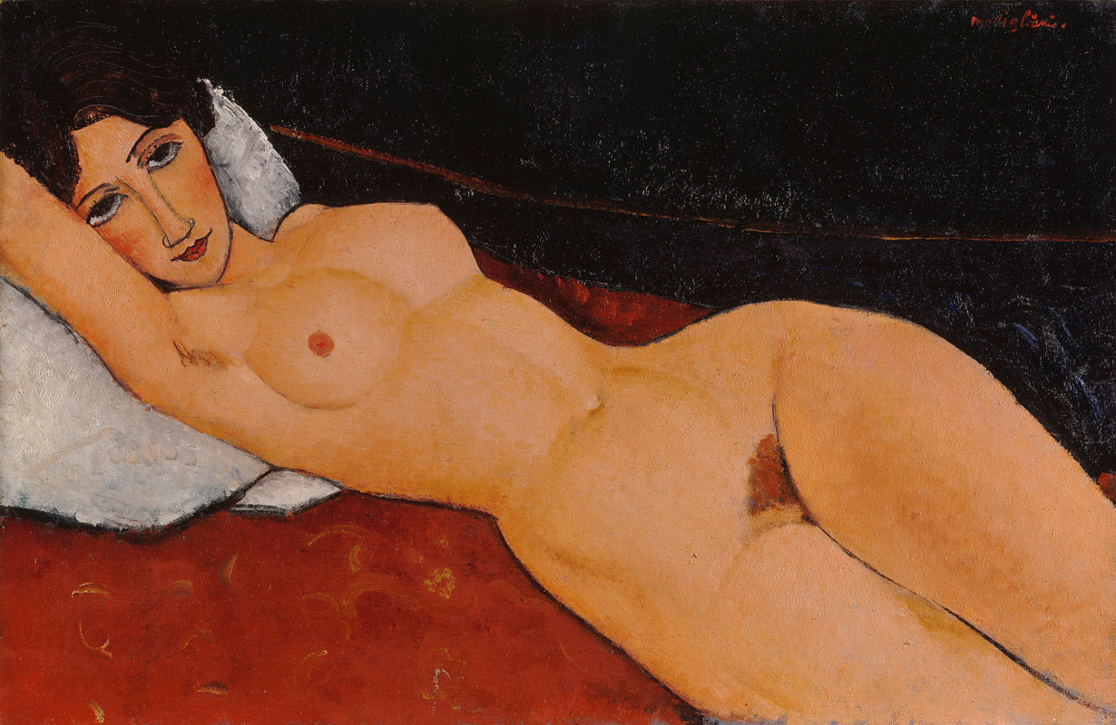 Amedeo Modigliani. Nude on a white pillow