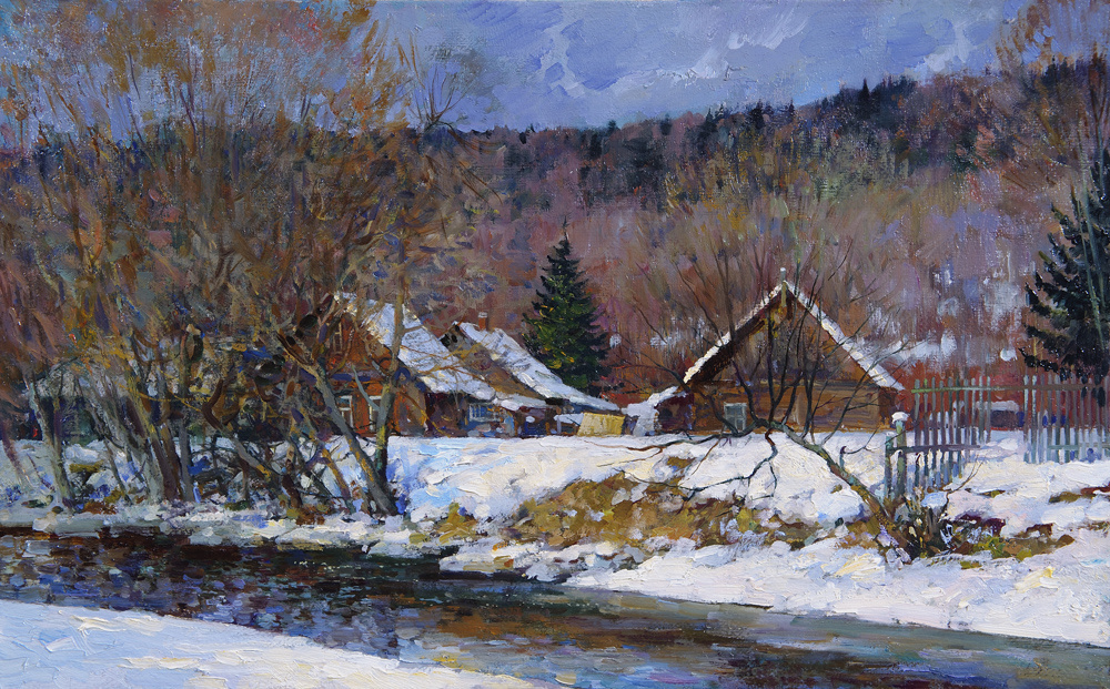 Alexander Viktorovich Shevelev. Rivière en hiver, huile sur toile 32 # 49,9 cm, 2006