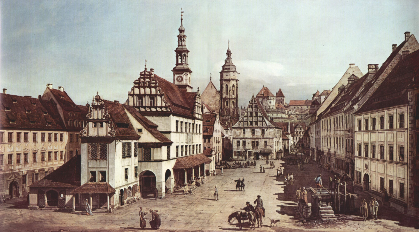 Giovanni Antonio Canal (Canaletto). View of Pirna, market square in Pirna