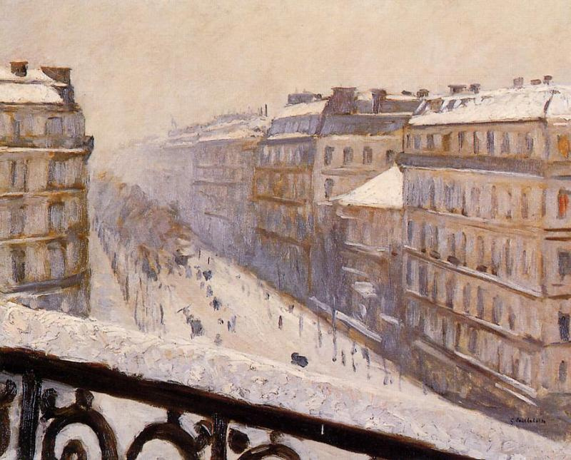 Gustave Caillebotte. Boulevard Haussmann in the snow. Paris