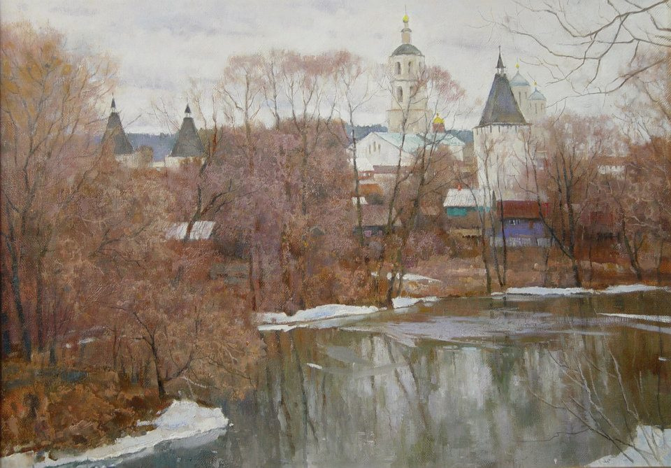 Boris Petrovich Zakharov. The snow melts. Borovsk.