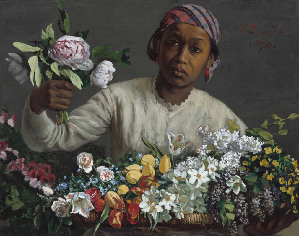 Frédéric Bazille. Mujer joven con peonias