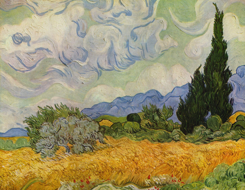 Вінсент Ван Гог. Пшеничное поле с кипарисами (вариант)