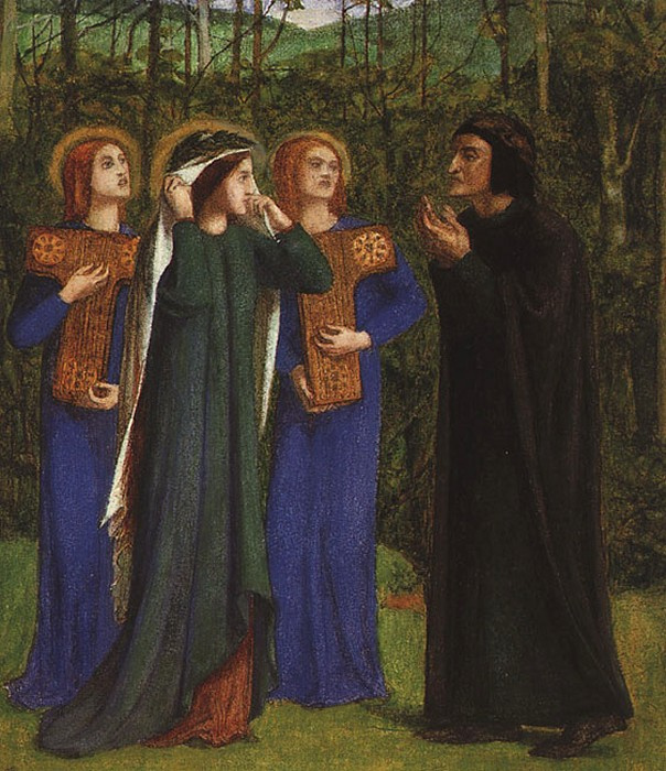 Dante Gabriel Rossetti. The meeting of Dante and Beatrice in Paradise