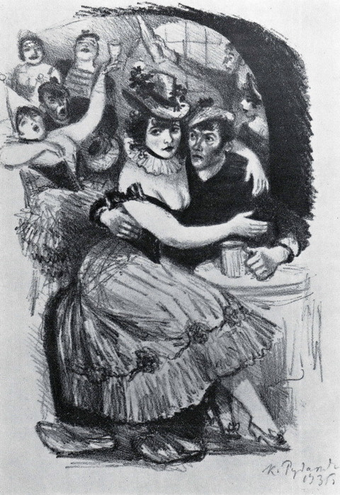 Konstantin Ivanovich Rudakov. Illustration zum Roman "Im Hafen"
