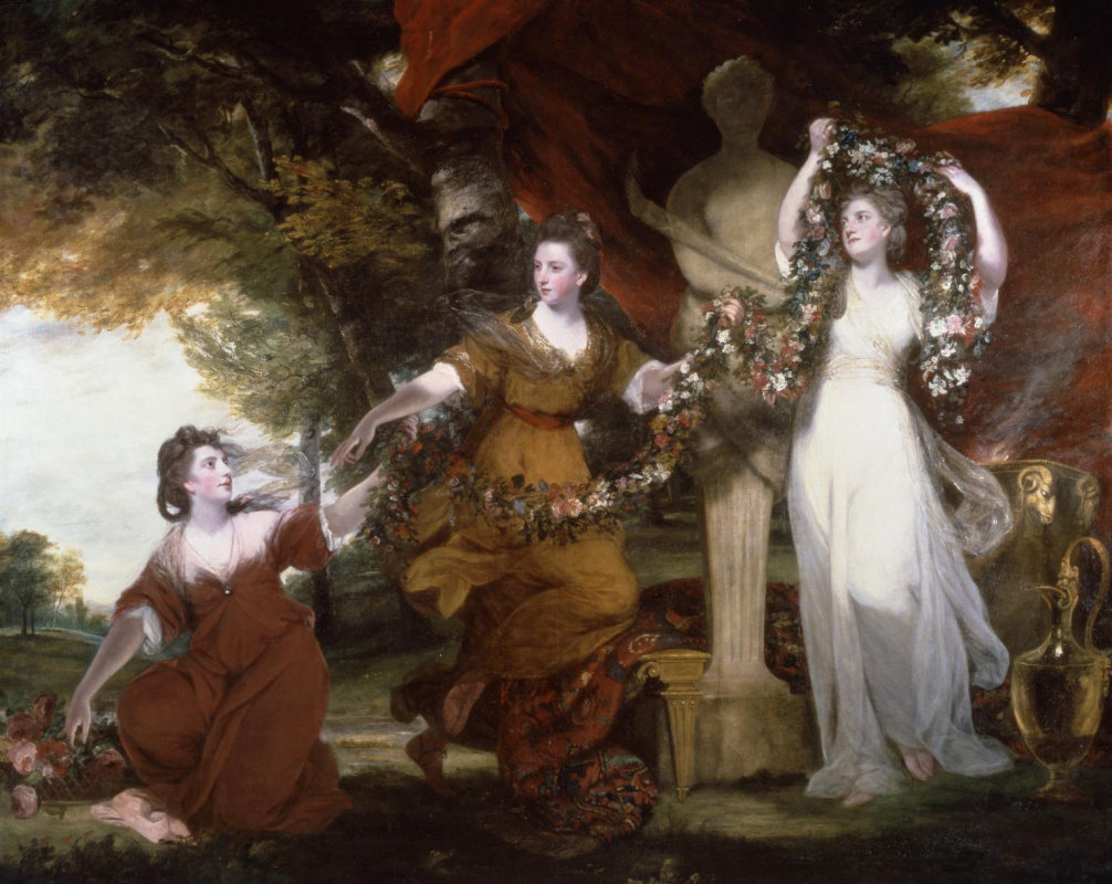 Joshua Reynolds. Three Graces. Montgomery sisters adorning the statue of Hymen