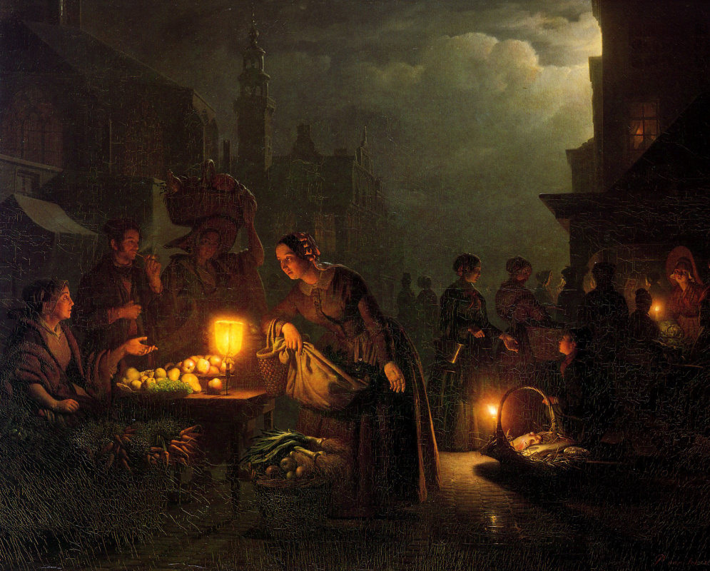 Petrus van Shendel. The stage of bargaining by candlelight