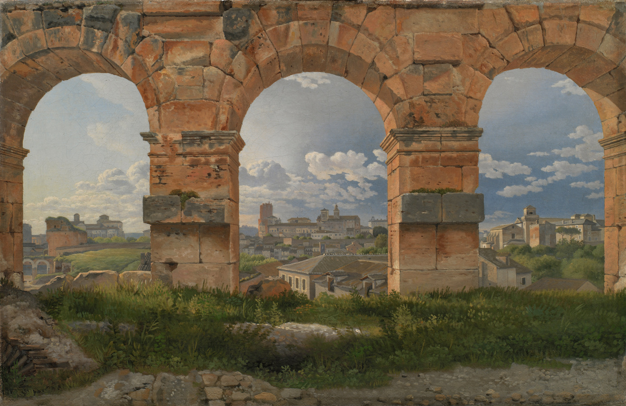 Christopher Wilhelm Eckersberg. View through the three arches of the third floor of the Colosseum