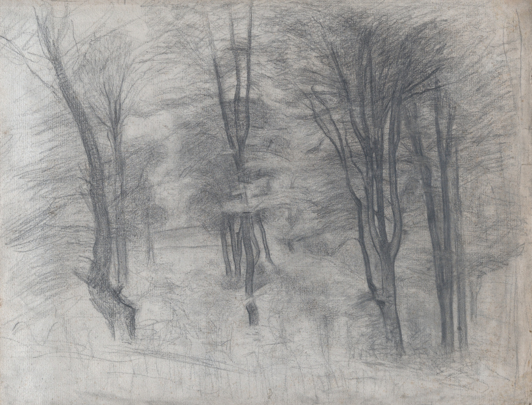 Vilhelm Hammershøi. Trees on a hill