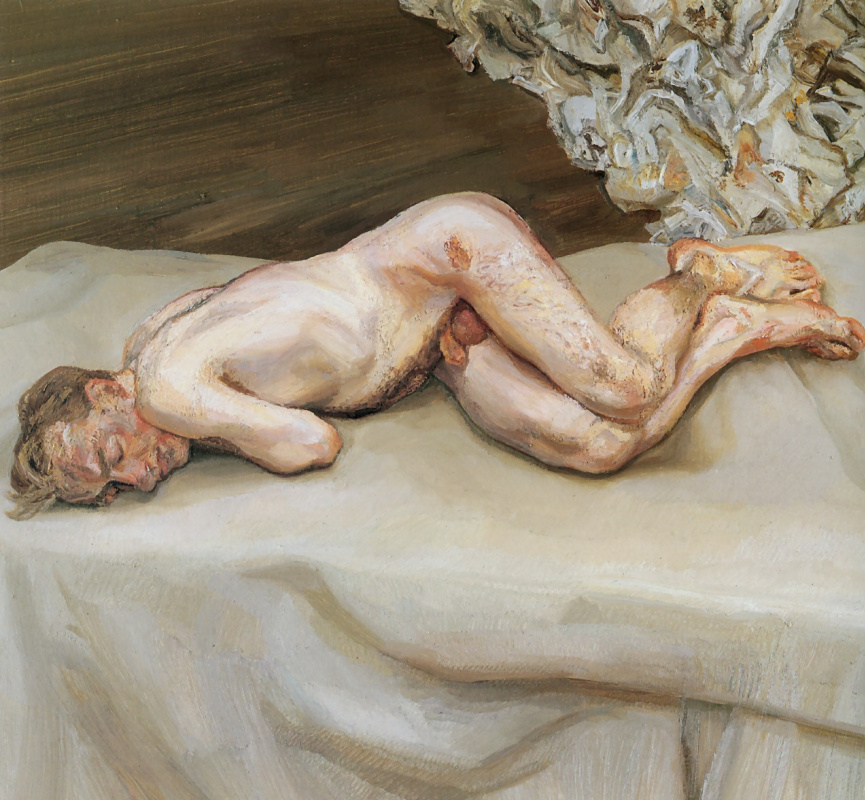 Lucien Freud. Nude on the bed