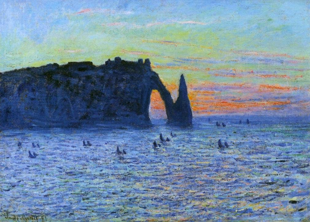 Claude Monet. Etretat, the cliff and the Porte d Aval Sunset