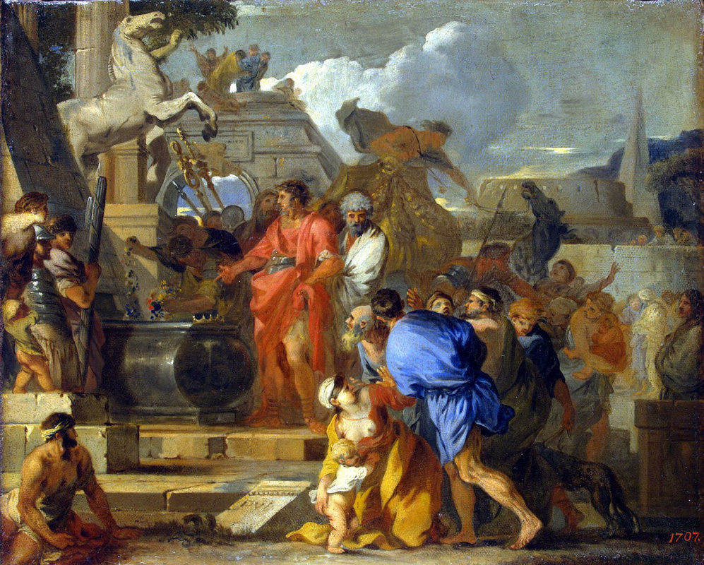 Sebastian Bourdon. Augustus before the tomb of Alexander the great