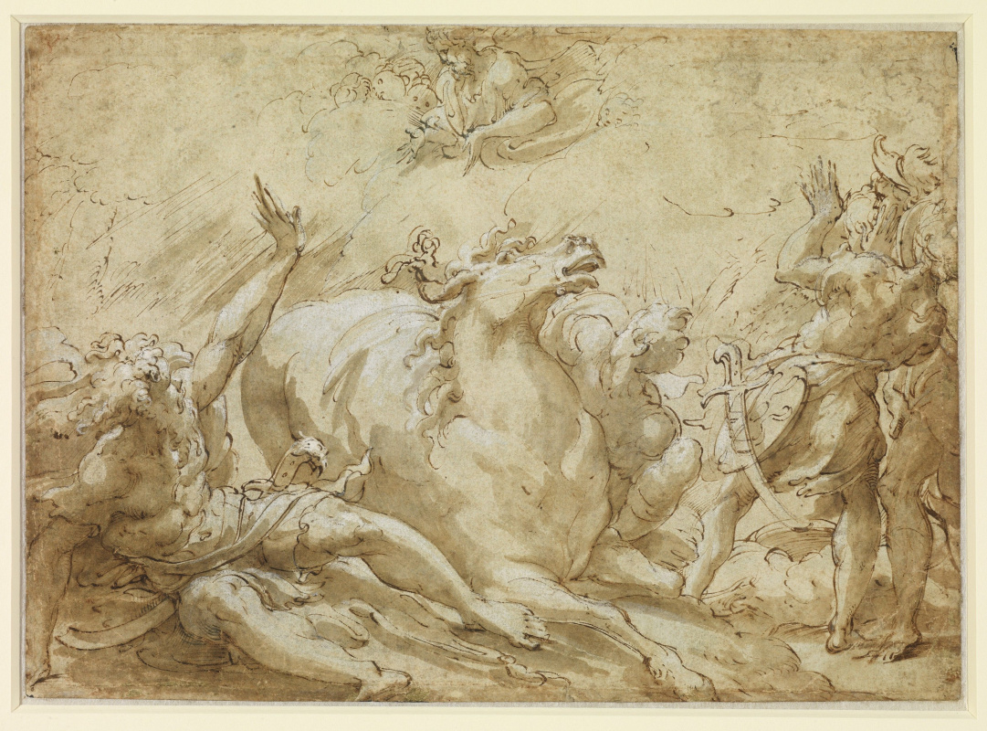 Francesco Parmigianino. Sauls Bekehrung. Skizze