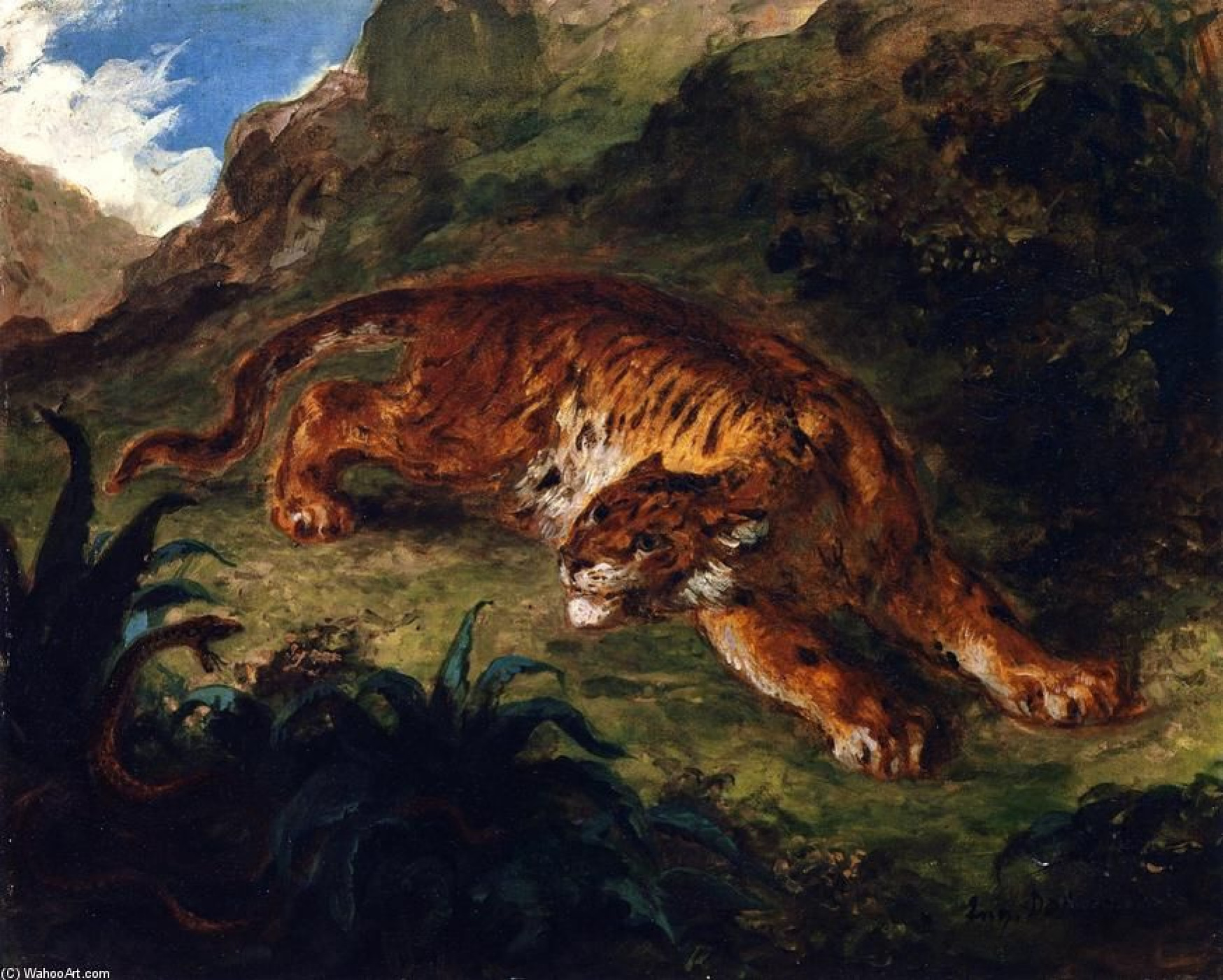 Tiger and snake, 1858, 40×32 cm by Eugene Delacroix: History