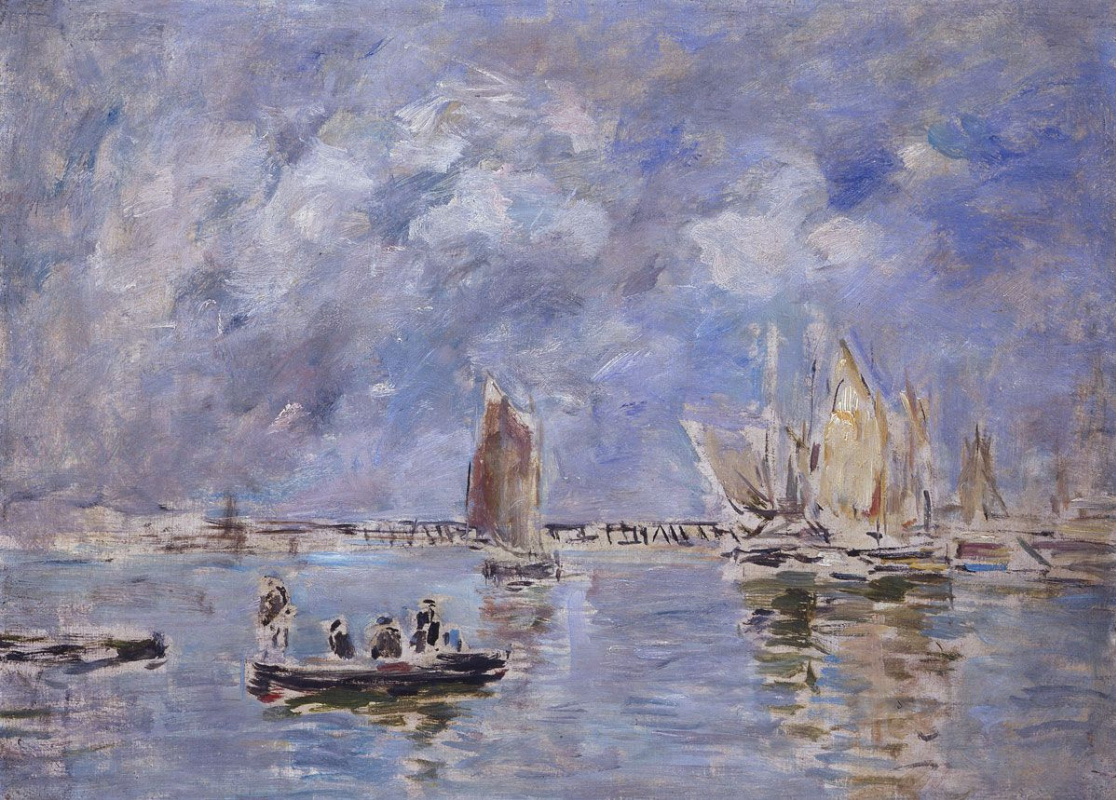 Eugene Boudin. Boats and pier