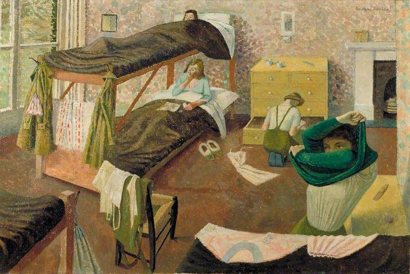 Evelyn Dunbar. Girls of the "Agricultural army" to get ready for bed