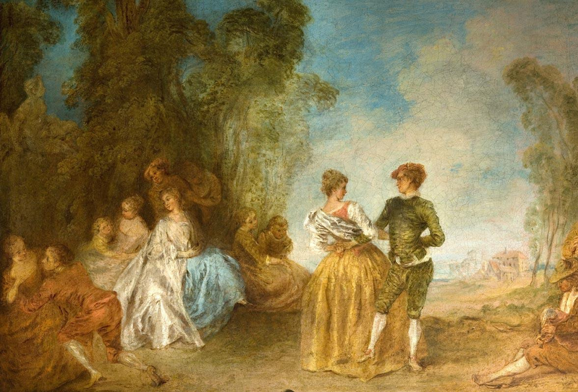 Jean-Baptiste Pater. Gallant scene with a dancing couple