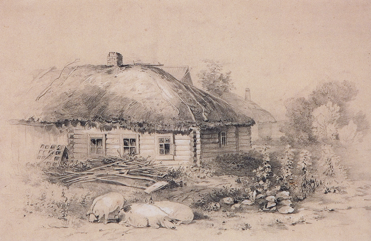 Alexey The Kondratyevich Savrasov. Landscape with a hut. The picture "Landscape with cottage"